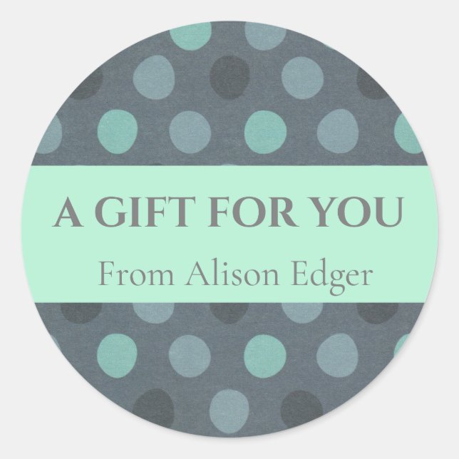 Étiquette personnalisable à pois turquoise Pop mod (Devant)