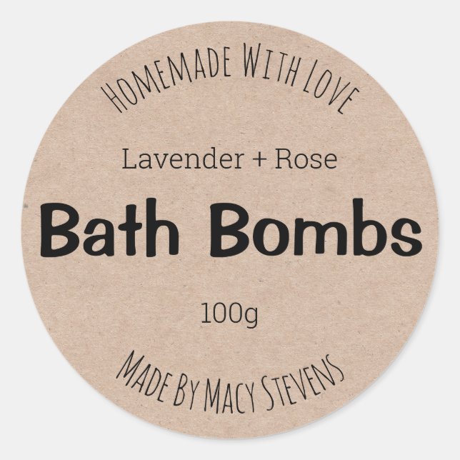 Étiquette personnalisable pour des bombes de Bath (Devant)