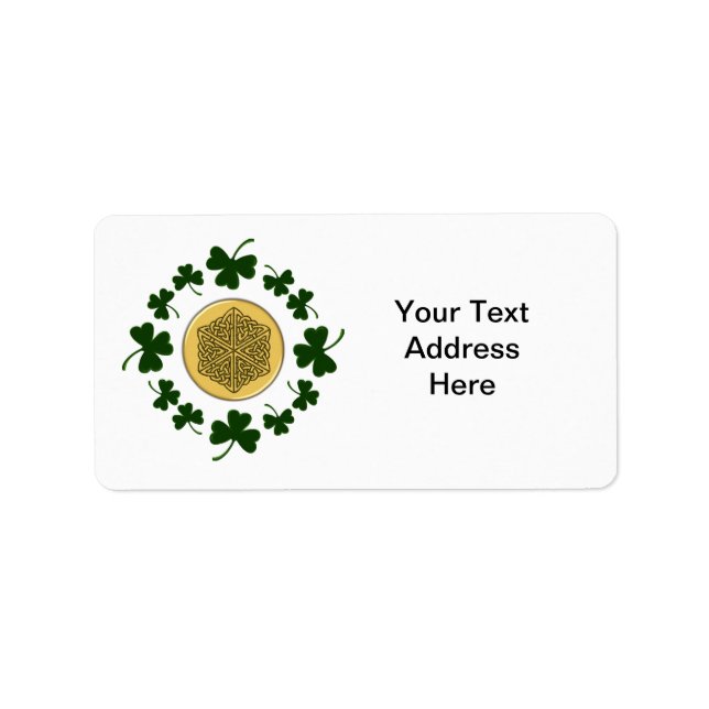 Étiquette PERSONNALISABLE ! Shamrock - Gold Irish Celtic (Devant)