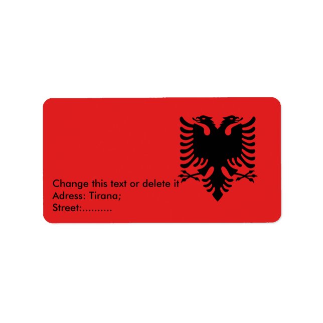 Étiquette personnalisé avec drapeau d'Albanie (Devant)
