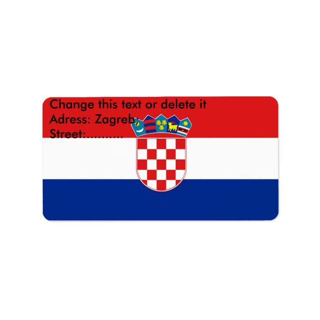 Étiquette personnalisé avec drapeau de Croatie (Devant)
