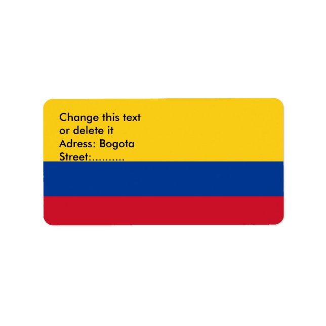 Étiquette personnalisé avec drapeau de la Colombie (Devant)