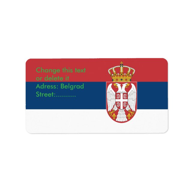 Étiquette personnalisé avec drapeau de la Serbie (Devant)