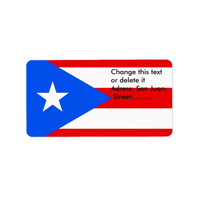 Étiquette personnalisé avec drapeau de Porto Rico, (Devant)