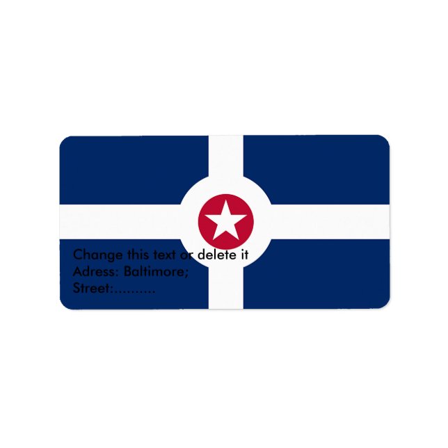 Étiquette personnalisé avec drapeau d'Indianapolis (Devant)