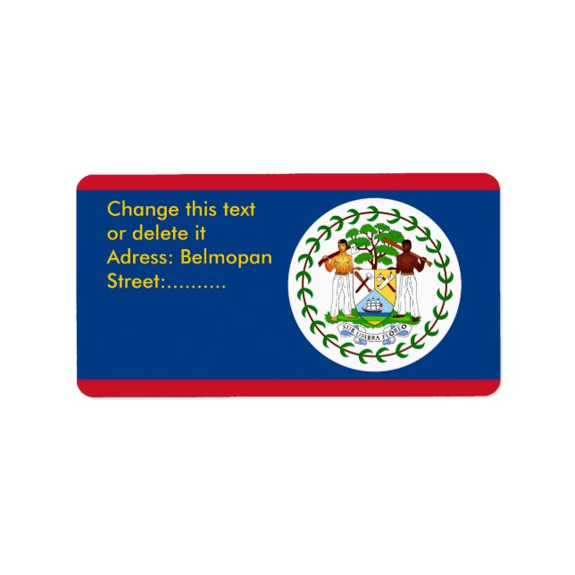 Étiquette personnalisé avec drapeau du Belize (Devant)