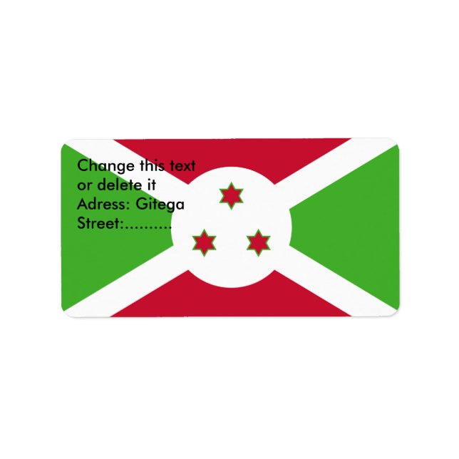 Étiquette personnalisé avec drapeau du Burundi (Devant)