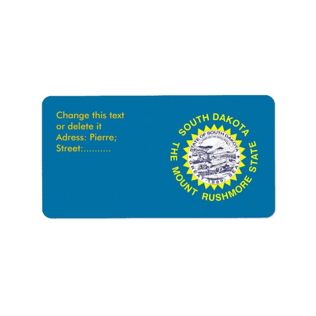Étiquette personnalisé avec drapeau du Dakota du S (Devant)