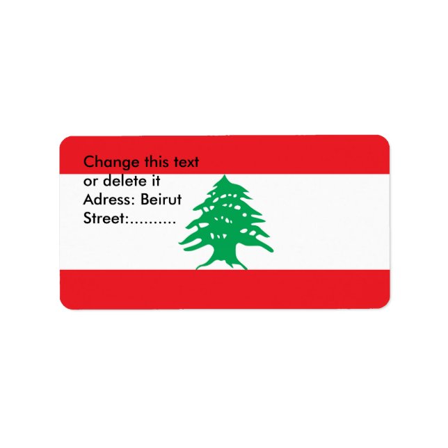 Étiquette personnalisé avec drapeau du Liban (Devant)