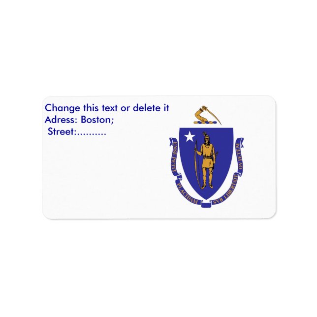 Étiquette personnalisé avec drapeau du Massachuset (Devant)