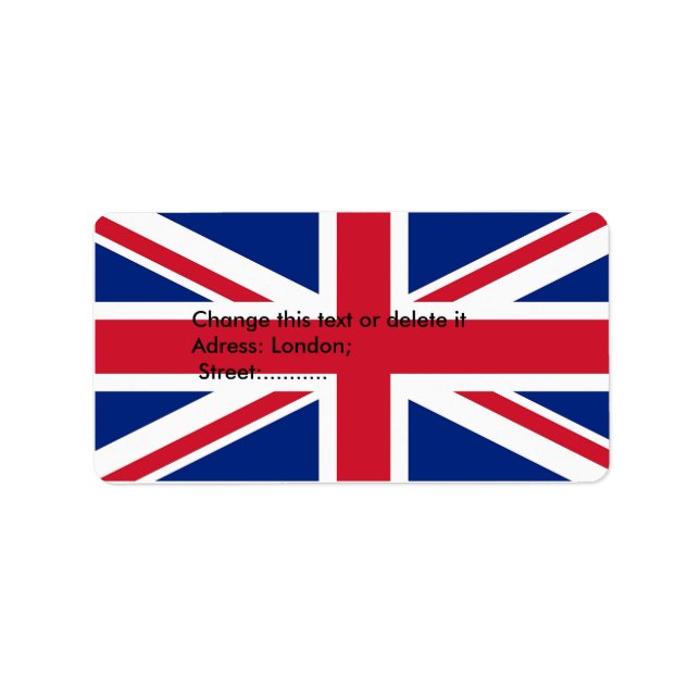 Étiquette personnalisé avec drapeau du Royaume-Uni (Devant)