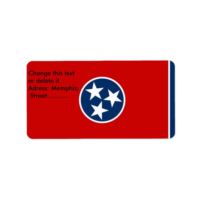 Étiquette personnalisé avec drapeau du Tennessee,  (Devant)