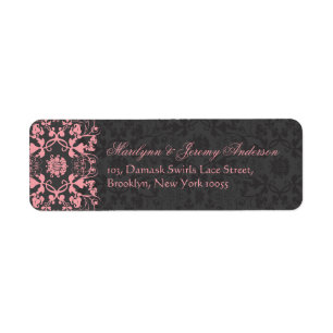 Étiquette personnalisé Damask Swils Lace Charcoal