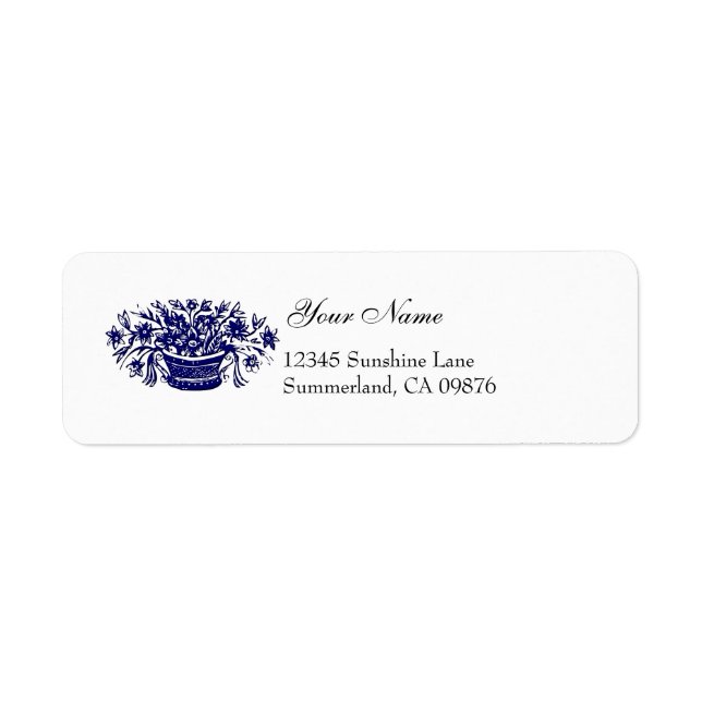 Étiquette personnalisé Fleurs bleues coupées en bo (Devant)