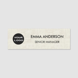Étiquette personnalisée en faux beige burlap avec