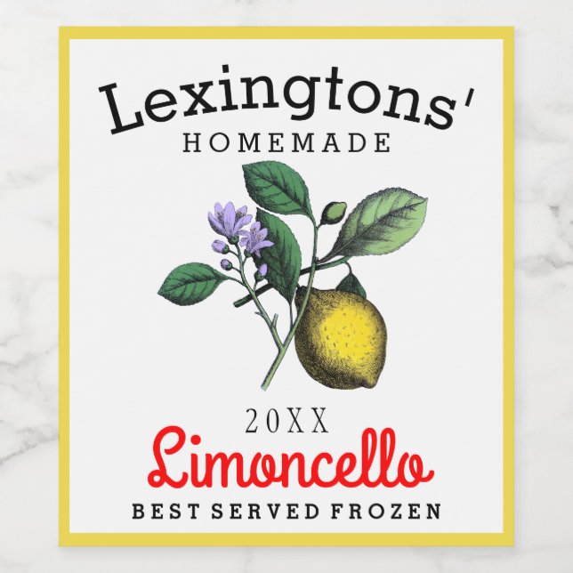 Étiquette personnalisée pour bouteille de limoncel (Étiquettes simples)