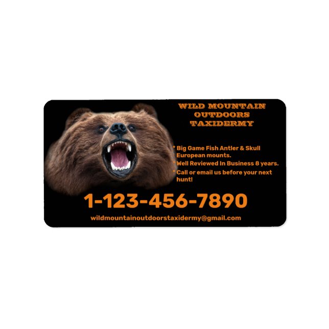 Étiquette Personnaliser Ours Grand Jeu Taxidermy Shop (Devant)