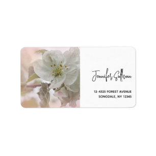 Étiquette Photo en fleurs de pomme blanche