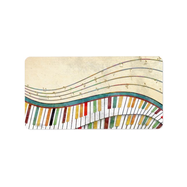 Étiquette Piano robuste et coloré rétro (Devant)