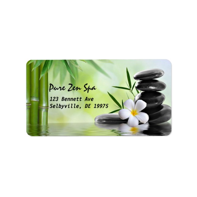 Étiquette Pierres Zen Bambou personnalisées Plumeria d'eau (Devant)