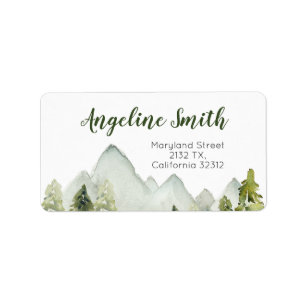 Étiquette Pine Trees Mountain Baby Shower Address