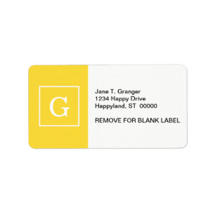 Étiquette Pineapple Yellow White Framed Monogram initial