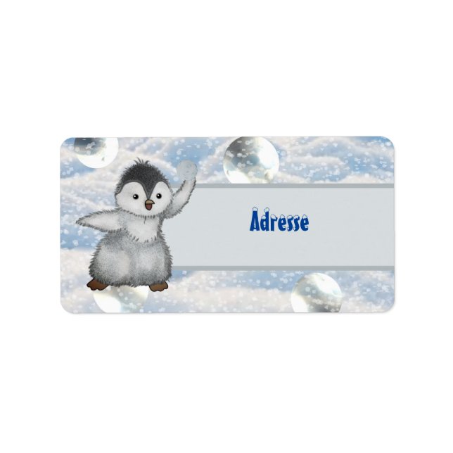 Étiquette Pingouin d'hiver (Devant)