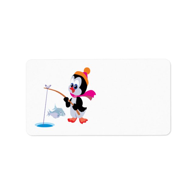 Étiquette Pingouin Pêche sur glace 2 (Devant)