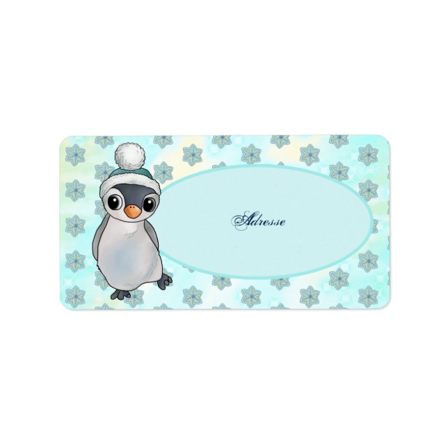 Étiquette Pinguin mit Mütze Adressaufkleber (Devant)