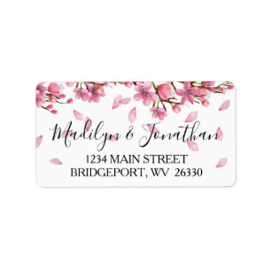 Étiquette Pink Cherry Blossoms Adresse de retour