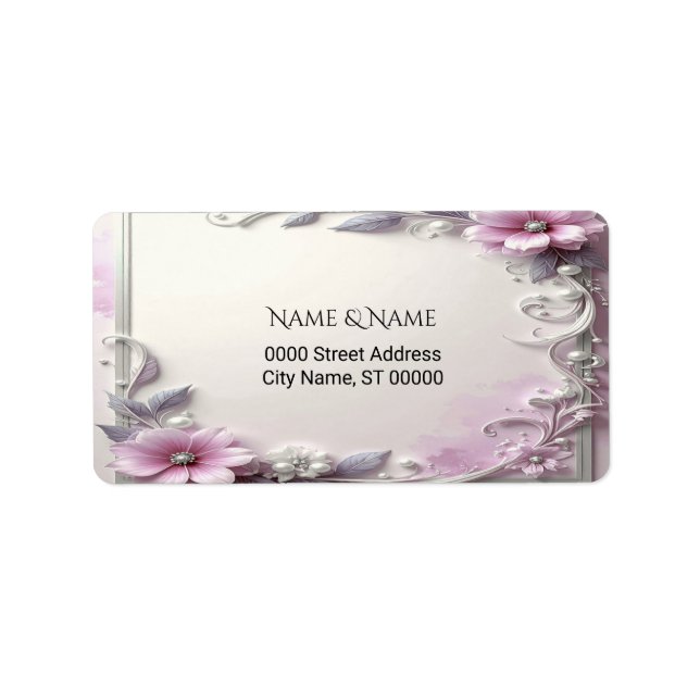 Étiquette Pink Floral Frame Address Label (Devant)