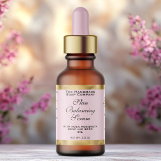 Étiquette Pink & Gold Small Dropper Bottle Label