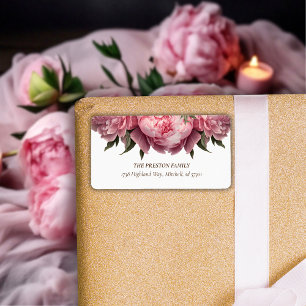Étiquette Pink Peonies Aquarelle Baby shower Adresse de reto