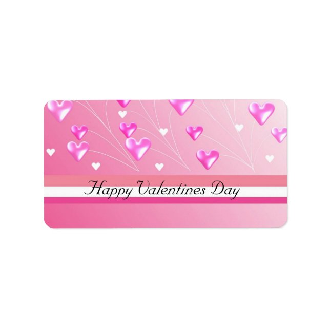 Étiquette Pink Valentine Hearts (Devant)