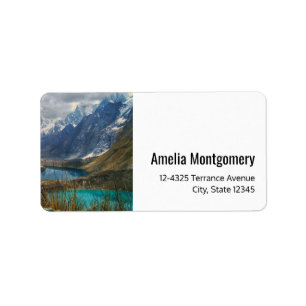 Étiquette Pittoresque Alpine Mountains Adresse photo