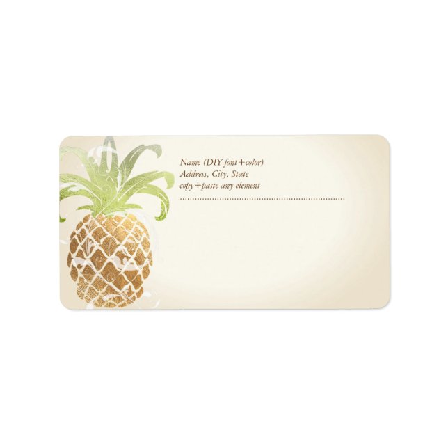 Étiquette PixDezines Ananas/Or Faux (Devant)