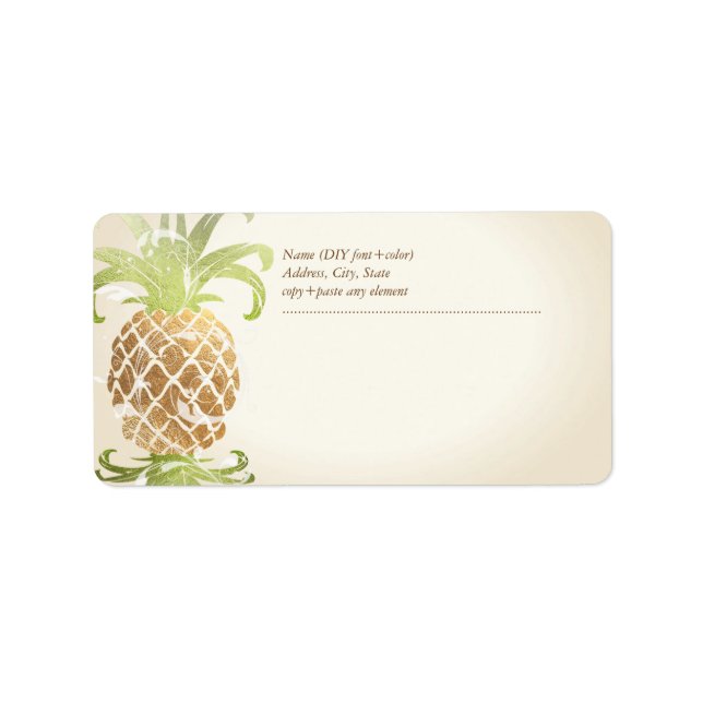 Étiquette PixDezines Ananas/Or Faux (Devant)