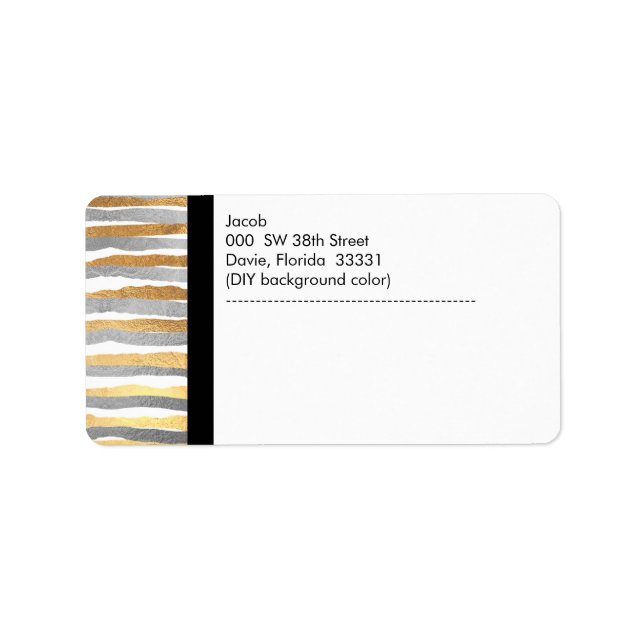 Étiquette PixDezines faux argent+bandes de feuille d'or (Devant)