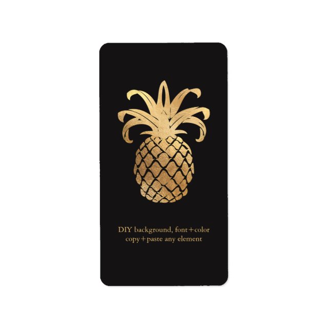 Étiquette PixDezines HawaiianPineapple Faux Vins d'or Étique (Devant)