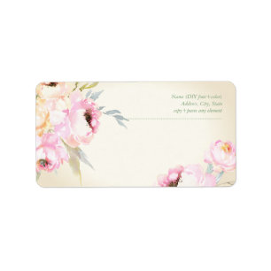 Étiquette PixDezines Pivoines Aquarelle Fond Vintage