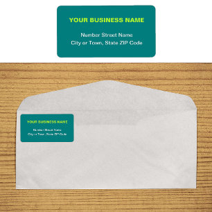 Étiquette Plain Texts Teal Green Business Address Label