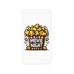 Étiquette Plaisir de soirée cinéma Popcorn ludique