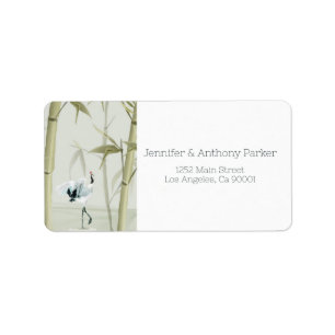 Étiquette Plantes en bambou et grue exotique