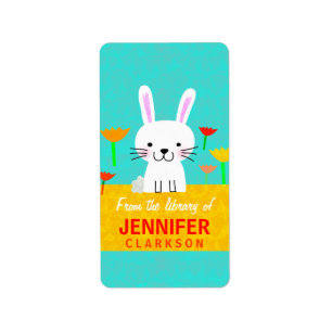 Étiquette Plaques de livres Bunny et Tulips