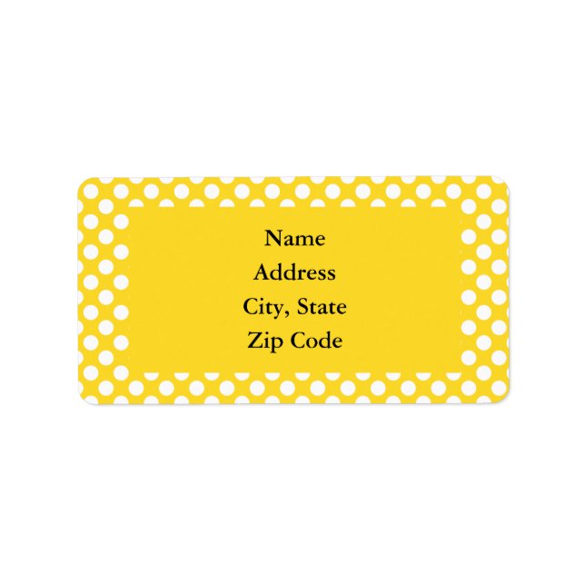 Étiquette Pointe Polka blanche et jaune (Devant)