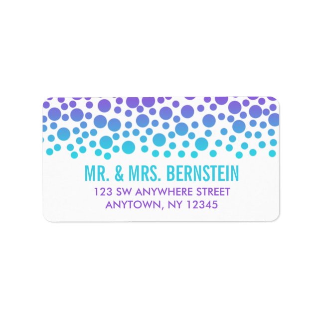 Étiquette Points Confetti Purple Adresse Turquoise (Devant)