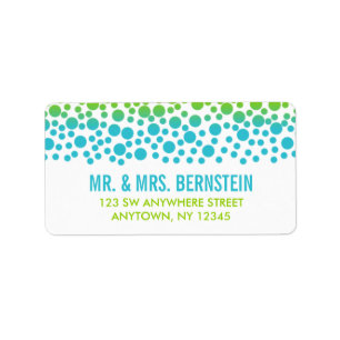 Étiquette Points Confetti Turquoise Lime Adresse verte