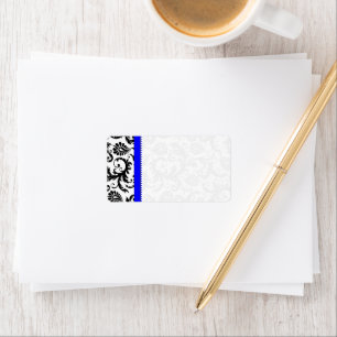 Étiquette Points Royal Bleu et Noir Damas Expédition