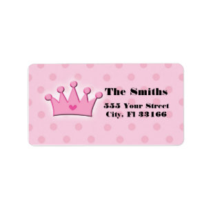 Étiquette Pois rose d'étiquettes de adresse de princesse