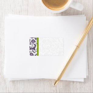 Étiquette Pomme vert et lapis pourpre Damask Dots